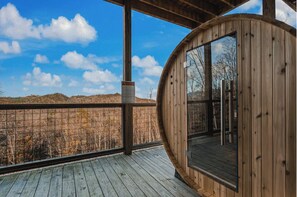 Terrace/patio - New Luxury Design, 5mi to Parkway, Sauna, Hot Tub! (Sevierville)