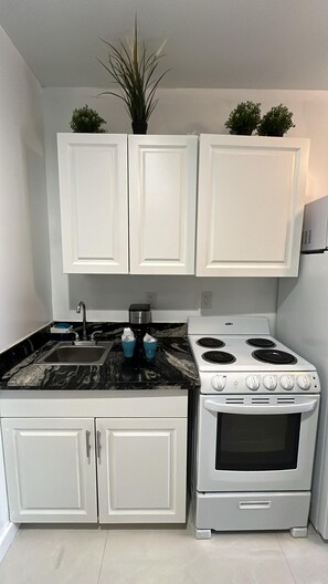 Signature Apartment | Private kitchen | Full-sized fridge, microwave, oven, toaster - Boutique Apartments Flamingo (Miami Beach)