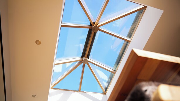 A skylight with a geometric design, allowing natural light into the room. - Cosy retreat in Devon, The Old Chapel (Feniton)