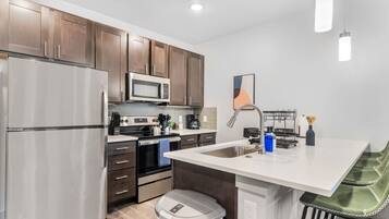 Fridge, microwave, oven, dishwasher