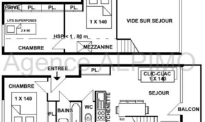 Floor plan - 3-room Apartment in Les Saisies for 8 People (Hauteluce)