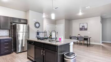 Fridge, microwave, oven, dishwasher