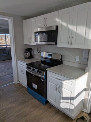 Microwave, oven, stovetop, dishwasher - Lakefront Haven w/ 50-ft Dock 4BR Near Punderson Park & Amish Country EV Charger (Newbury)