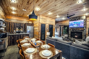 Dining - Timberline Retreat with Games, Fireplaces, Hot tub, Playground Set, No Pets (Broken Bow)