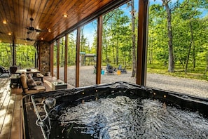 Terrace/patio - Timberline Retreat with Games, Fireplaces, Hot tub, Playground Set, No Pets (Broken Bow)