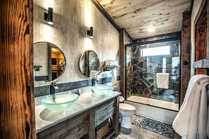 Shower, hair dryer, towels, soap - Timberline Retreat with Games, Fireplaces, Hot tub, Playground Set, No Pets (Broken Bow)
