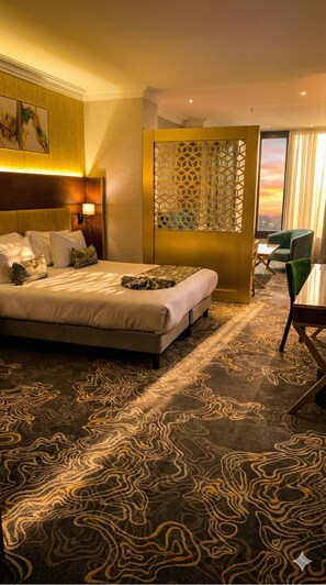 Phòng Suite Cao cấp, quang cảnh biển | Bộ trải giường bằng vải cotton Ai Cập, bộ đồ giường cao cấp 