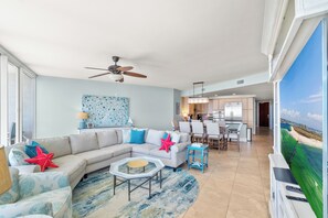 Living area - NEW TO RENTAL! Professionally decorated and STUNNING 3 bedroom unit!! (Orange Beach)
