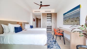 Leilighet – deluxe, 1 soverom, strandutsikt | Skrivebord for bærbar PC, blendingsgardiner og wi-fi (inkludert)