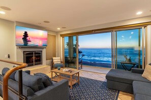 Smart TV, fireplace, offices - Oceanfront at Windansea | Luxe 3-Story Home w/ Views, A/C, Garage (La Jolla)