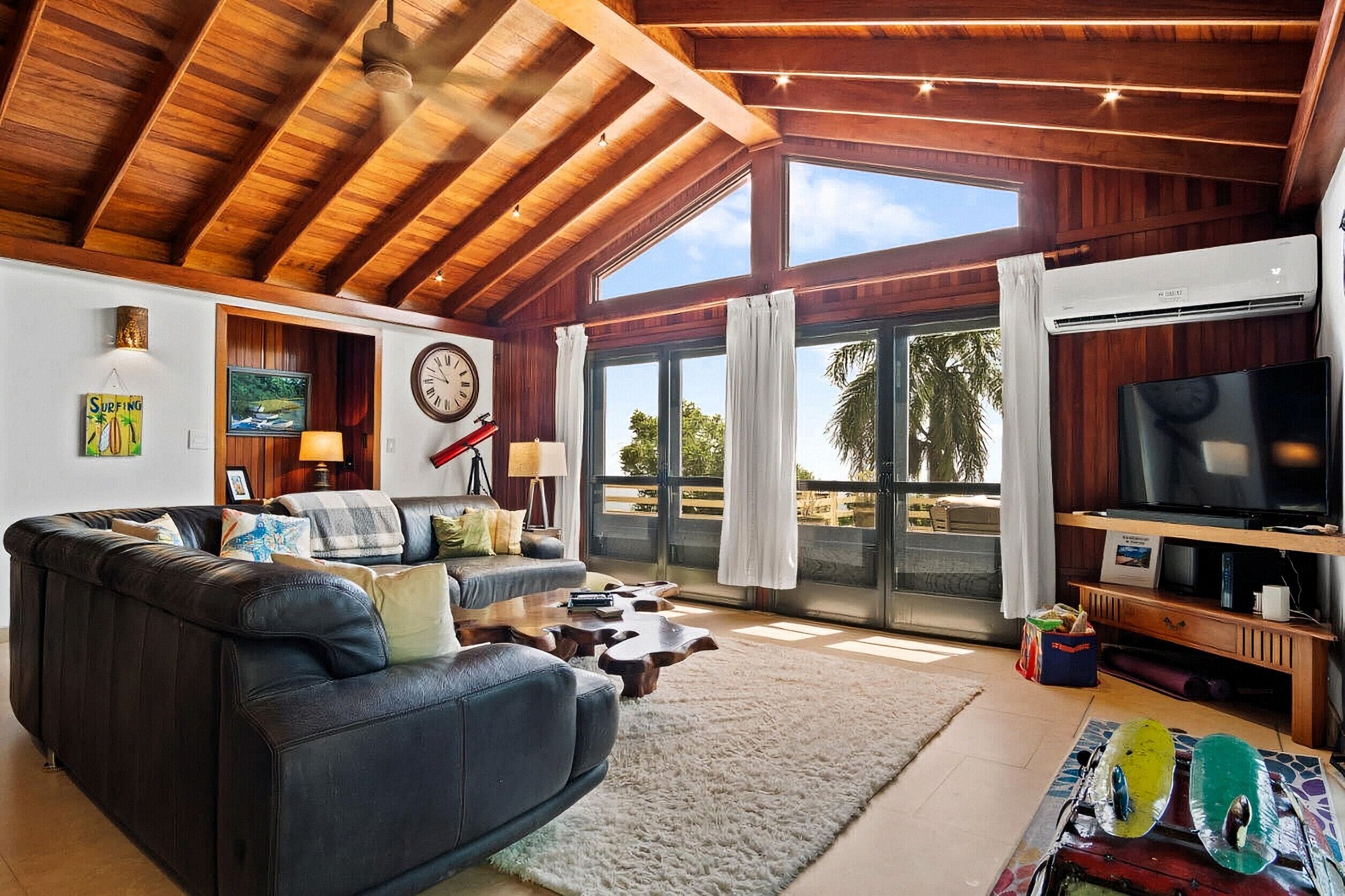 Smart TV, books, music library, stereo