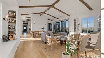 Smart TV, fireplace, video games, table football