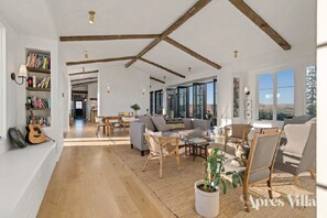 Smart TV, fireplace, video games, foosball