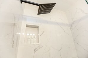 Shower, hair dryer, towels - Sojourn | The South Shore Apartments (Norfolk)
