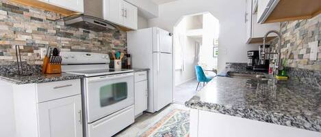 Microwave, oven, coffee/tea maker, toaster