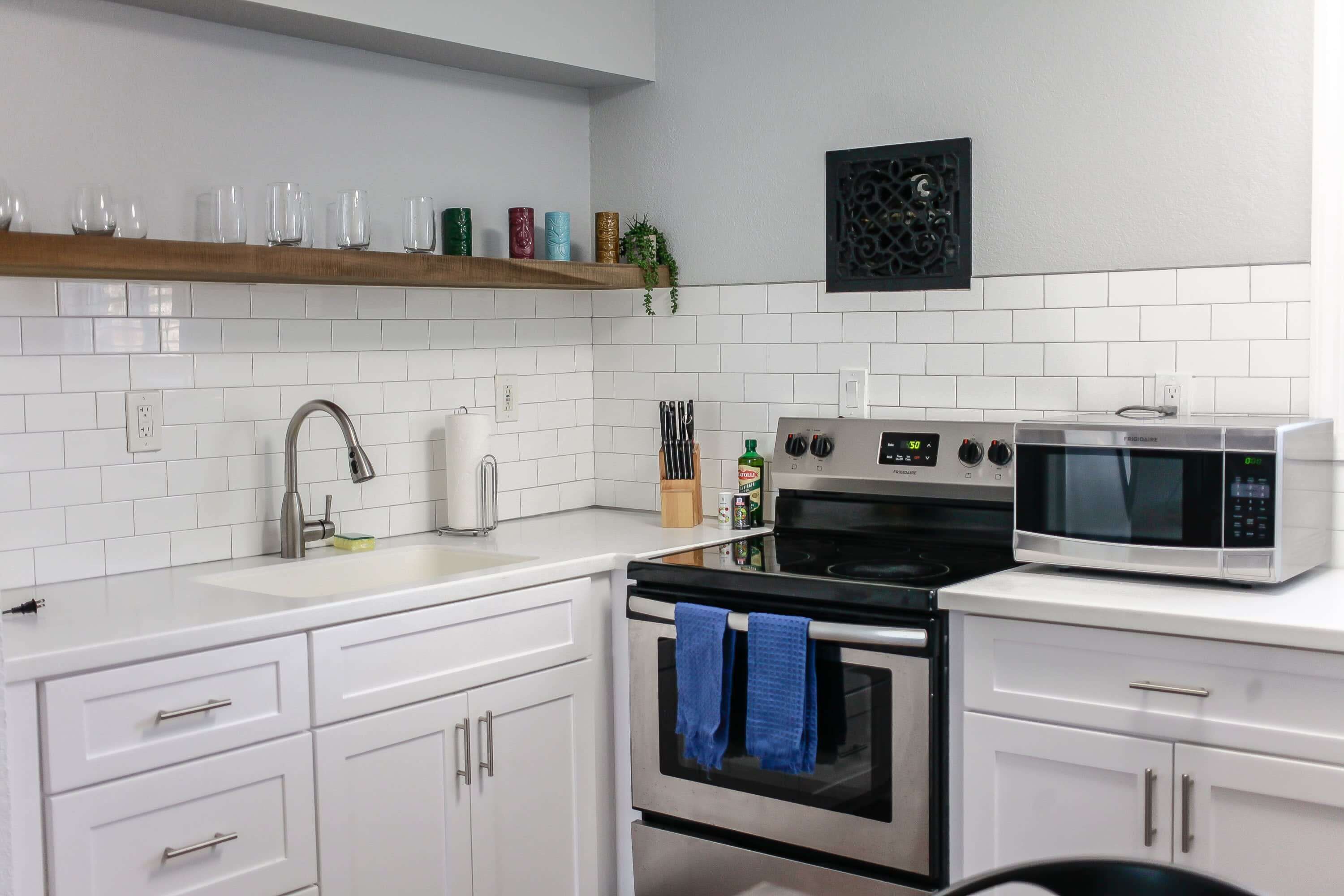 Coffee/tea maker, fridge, microwave, electric kettle