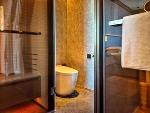 Free toiletries, hair dryer, slippers, towels