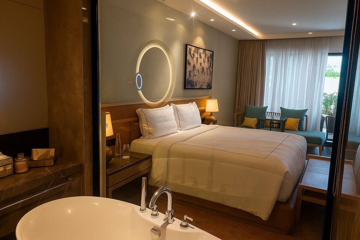 Deluxe-Zimmer, Bergblick | Bügeleisen/Bügelbrett, kostenloses WLAN