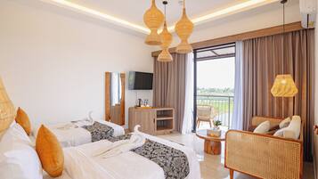 Deluxe Double Room, Garden View | Desk, iron/ironing board (on request), WiFi (free), bed sheets