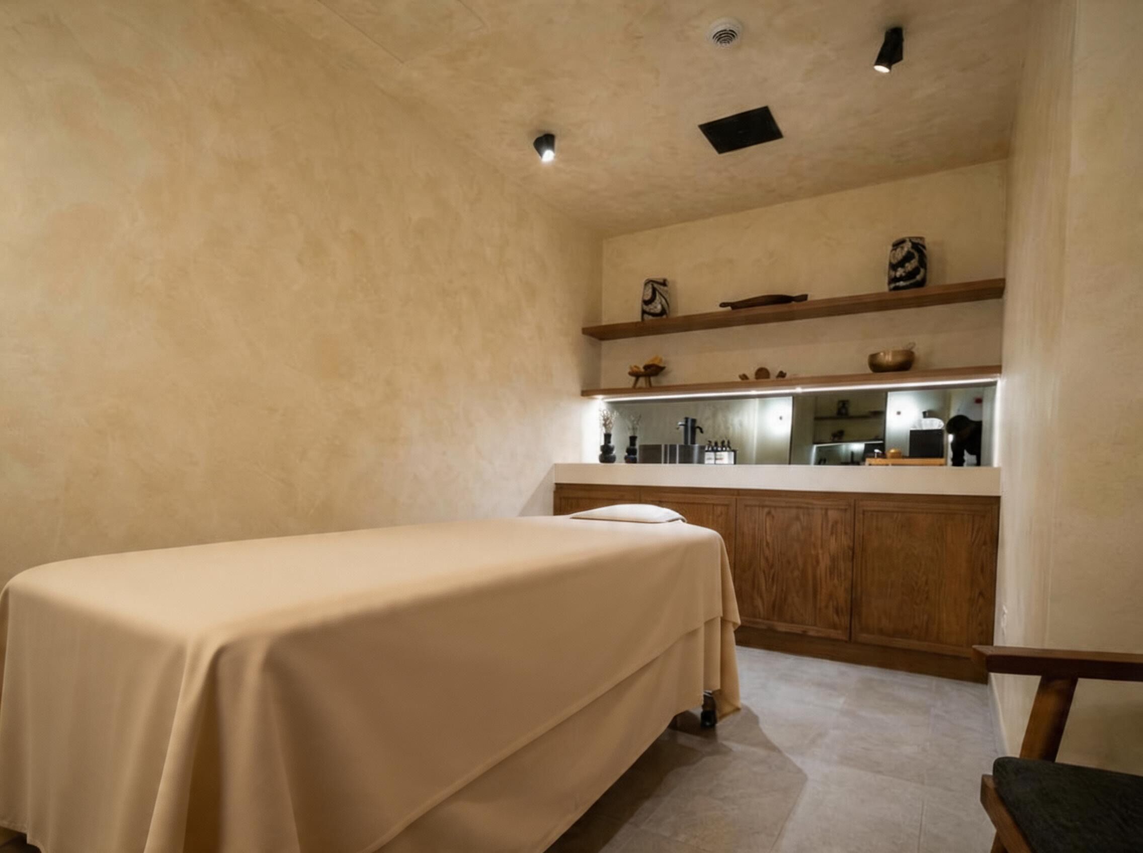 Un sauna, tratamientos corporales, aromaterapia, masajes