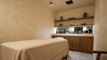 Un sauna, tratamientos corporales, aromaterapia, masajes