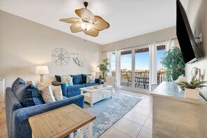 Family Condo, 3 Bedrooms, Beachfront | Living area - Harborview Grande Condominium (Clearwater Beach)