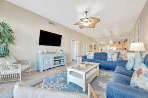 Family Condo, 3 Bedrooms, Beachfront | Living area - Harborview Grande Condominium (Clearwater Beach)