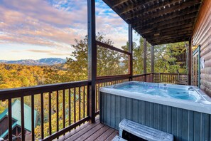 Outdoor spa tub - Group Cabin • Hot Tub + Game Room + Mountain Views  | Sleeps 19 | Raccoon Ridge (Pigeon Forge)
