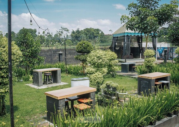 Outdoor banquet area