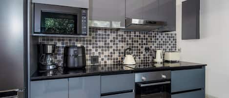 Microwave, oven, stovetop, dishwasher