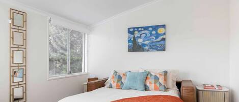 1 bedroom, desk, iron/ironing board, travel cot