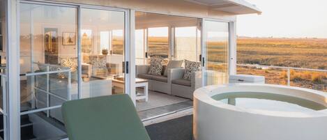 Outdoor pool, sun loungers