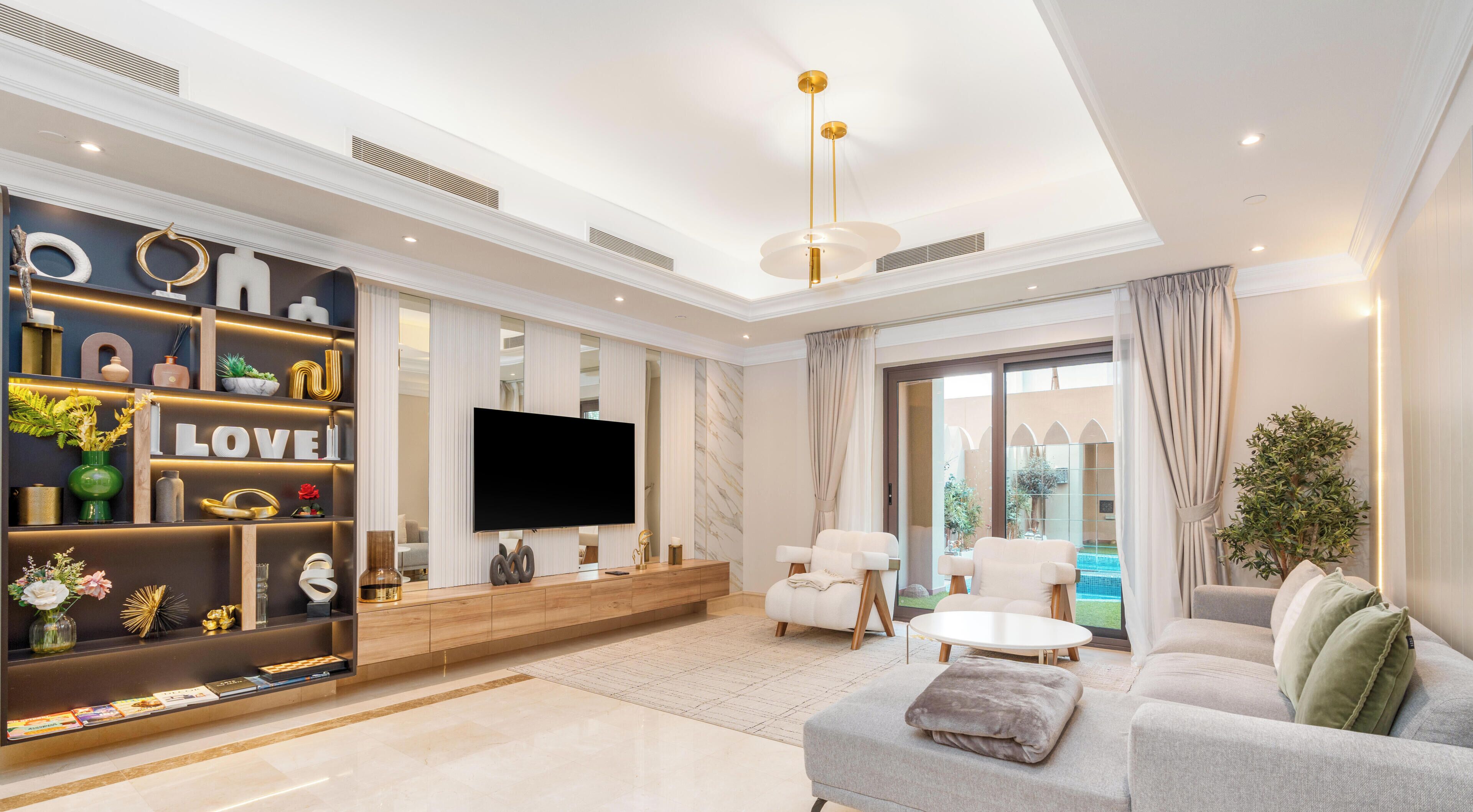 Luxury Townhome, 3 Bedrooms, Private Pool | Living area | 55-inch Smart TV with cable channels