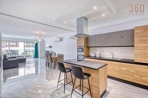 Fridge, microwave, oven, stovetop - Seaside Glow: Qawra 3BR home close from the beach (St. Paul`s Bay)