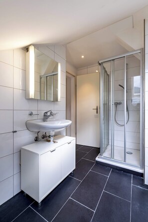 Ducha, secador de pelo y toallas