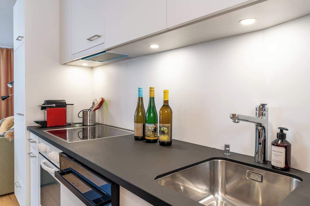 Fridge, microwave, stovetop, dishwasher