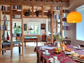 Dining - Charming lodge with terrace, billiards, and pets allowed (Doizieux)