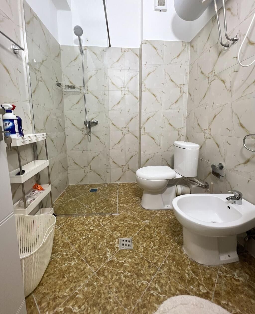 Ducha, secador de pelo, bidé y toallas