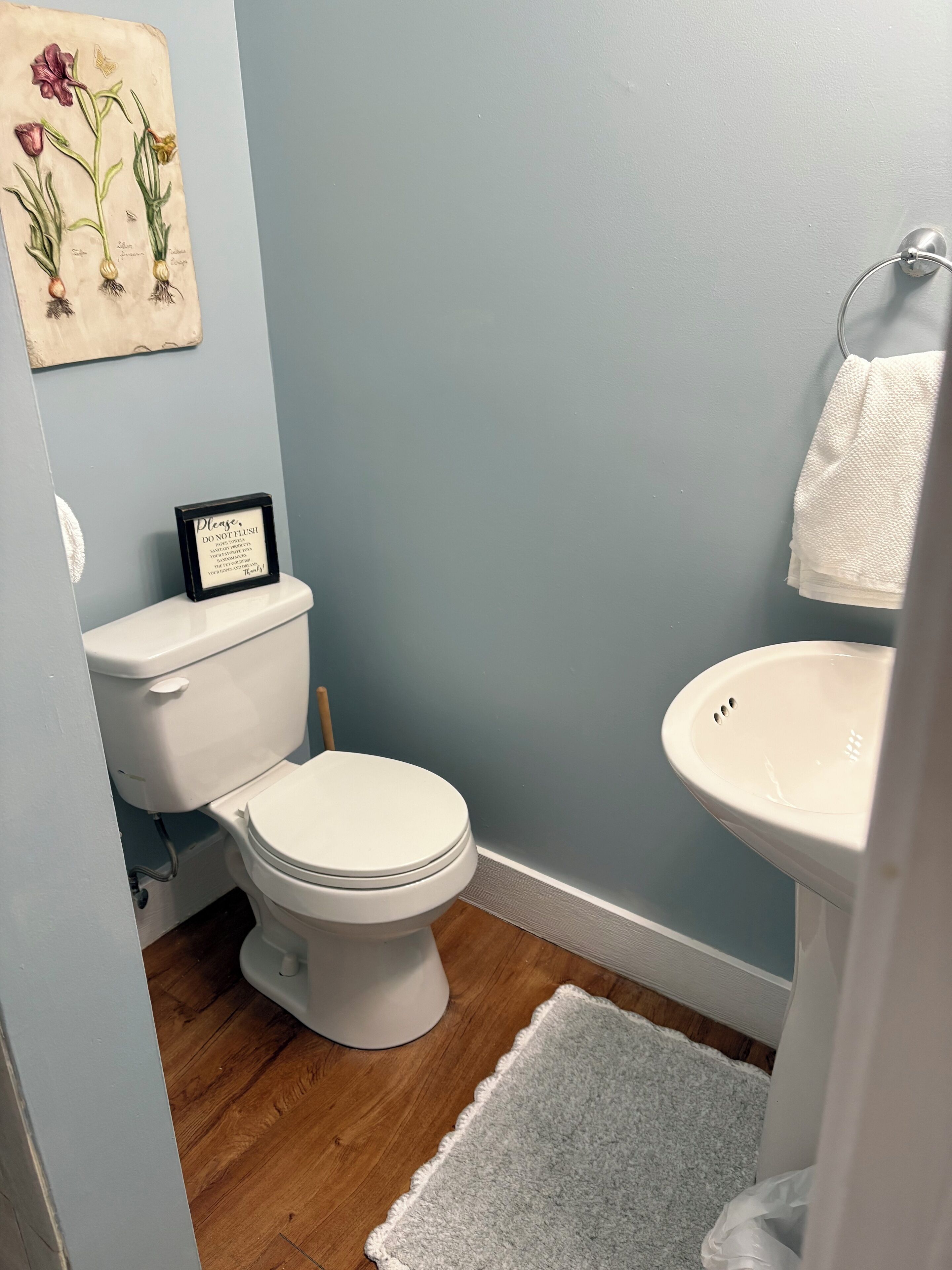 Shower, towels, soap, toilet paper