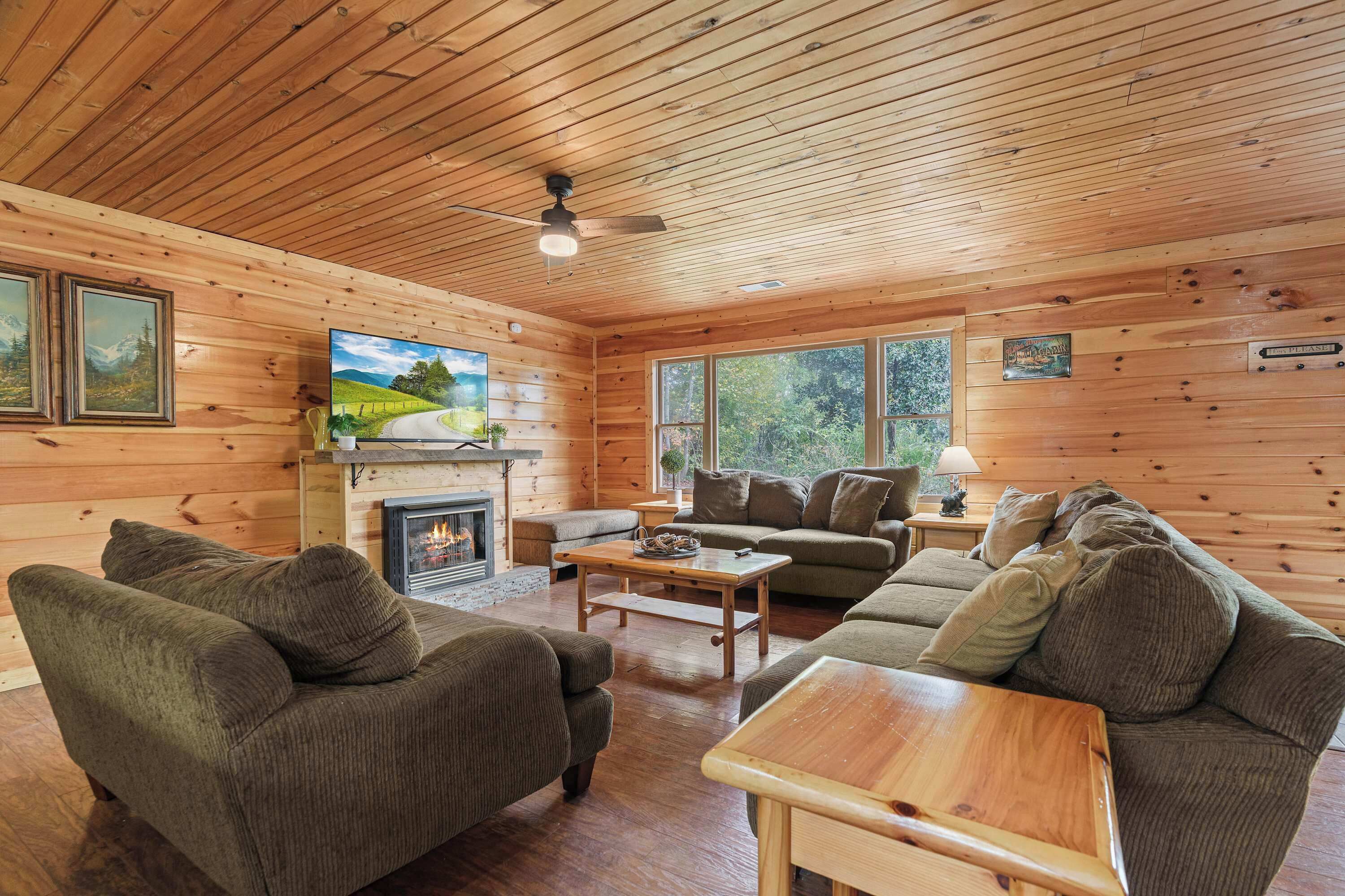 TV, fireplace, offices