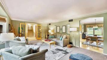 Télévision, cheminée, espaces bureaux