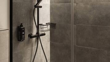 Studio with sofa bed | Bathroom | Shower, eco-friendly toiletries, hair dryer, towels