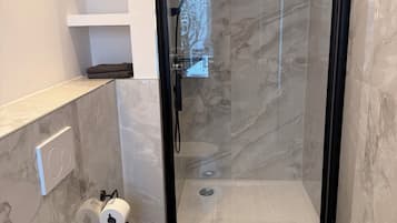 Ducha, toallas, jabón y papel higiénico