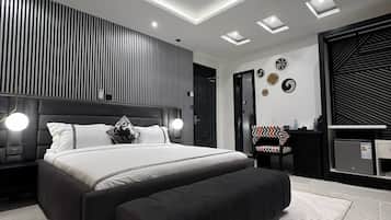 Premium bedding, down comforters, memory foam beds, minibar