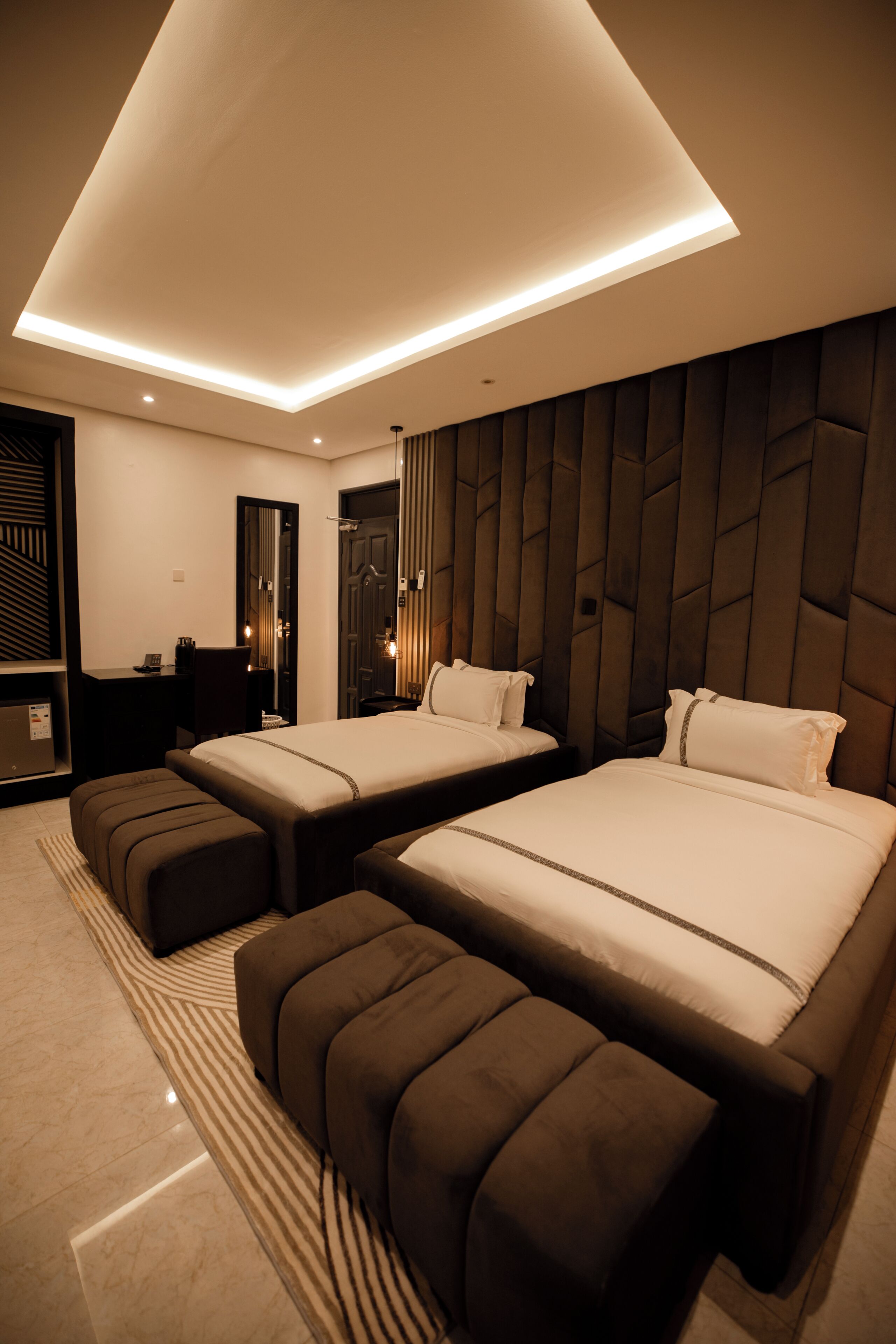 Premium bedding, down duvets, memory-foam beds, minibar