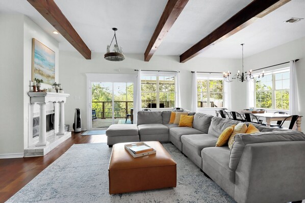 TV, fireplace, video games