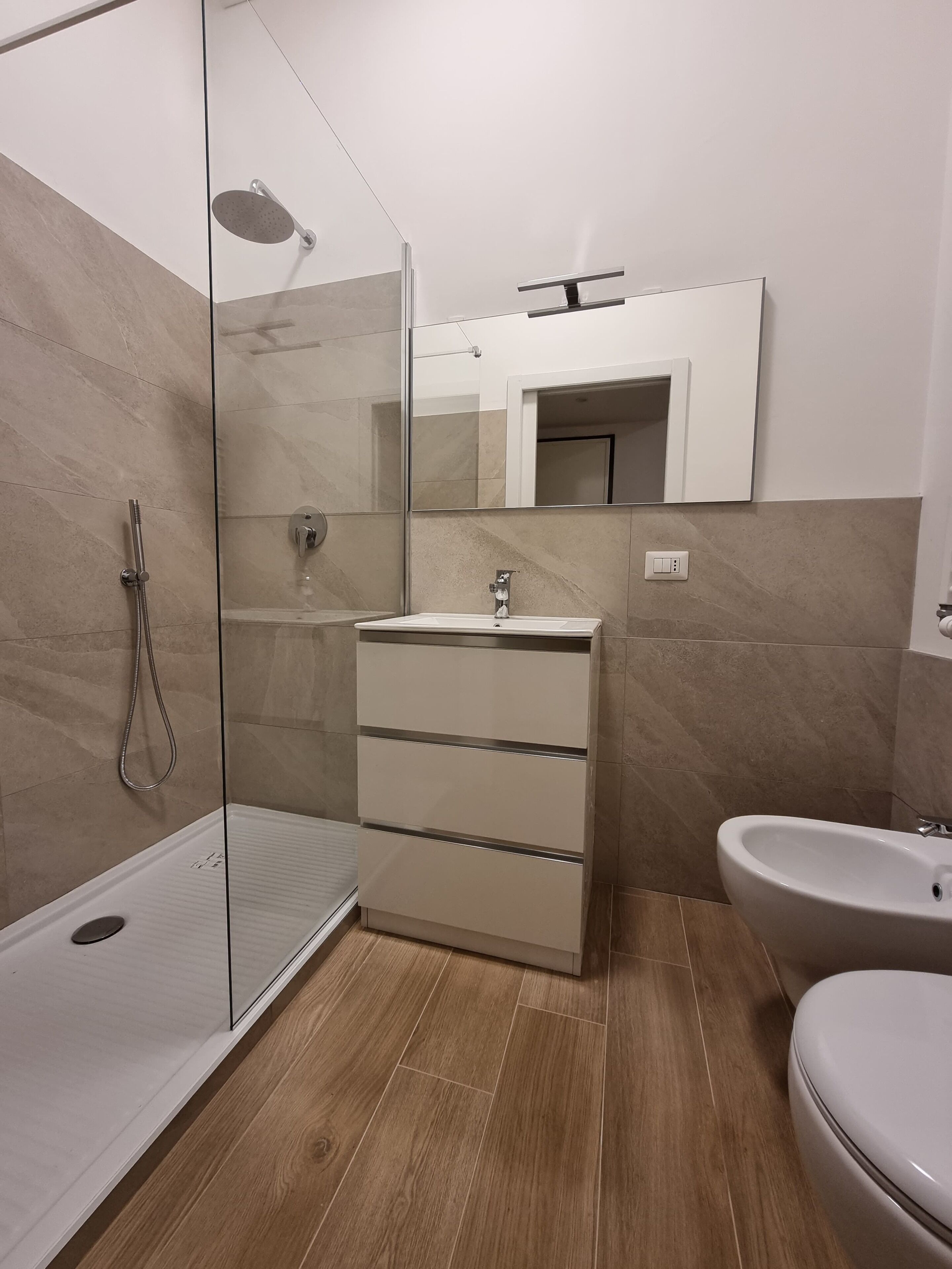 Ducha, secador de pelo, bidé y toallas