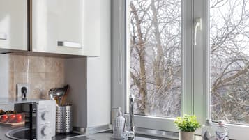 Classic Apartment, Balcony, Courtyard View | Private kitchen | Electric kettle