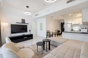 TV - Free housekeeping visits during your stay - StayShort - 1 Bed in JVC Sleeps 4 with City Views! (Jumeirah Village Circle)