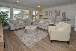 TV - 5 Bed, Oceanfront, Private Pool, Pet Friendly -  Coastal Comfort (Surfside Beach)